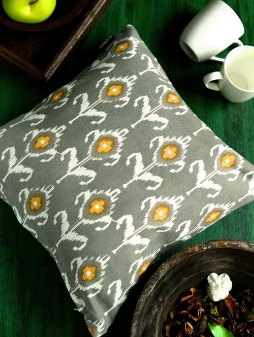 grey & yellow ikat cushion - 22992 - Very Small Image - 1
