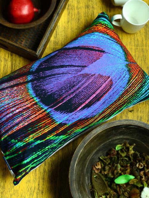 designer peacock print cushion - 23006 - Very Small Image - 1
