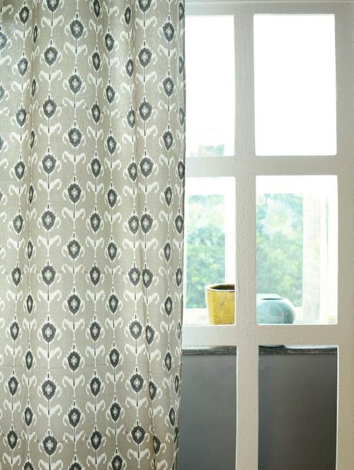 dust grey ikat print curtain - 23014 - Very Small Image - 1