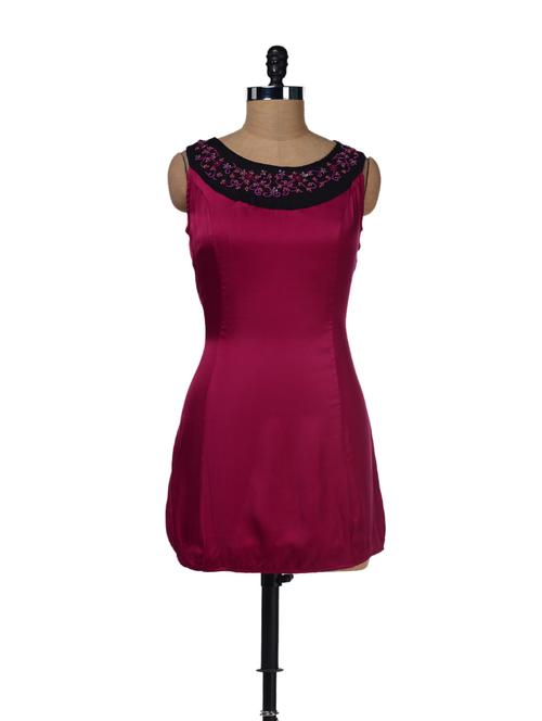 embellished maroon dress - 26769 - Very Small Image - 1