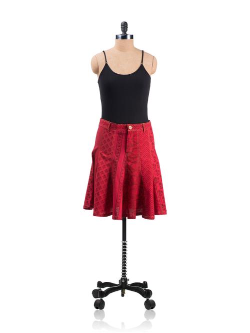 printed panelled skirt - 2678 - Very Small Image - 1