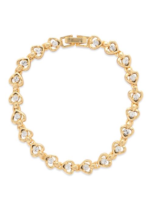 crystal studded gold heart bracelet - 28326 - Very Small Image - 1