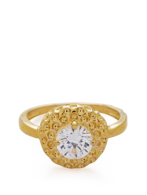 carved gold & crystal ring - 28343 - Very Small Image - 1