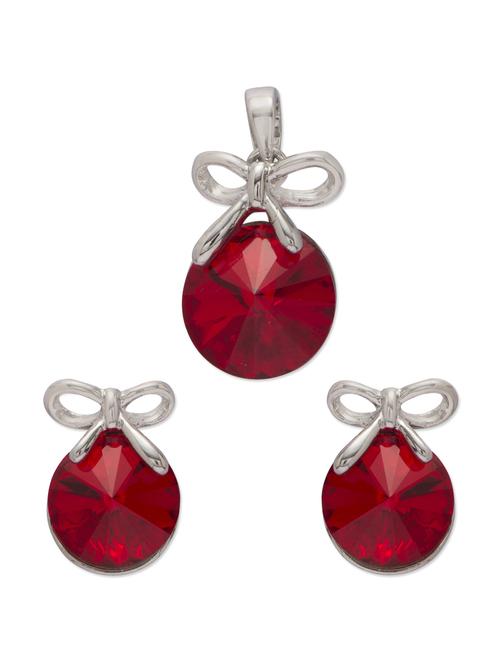 elegant red stone pendant set - 28346 - Very Small Image - 1