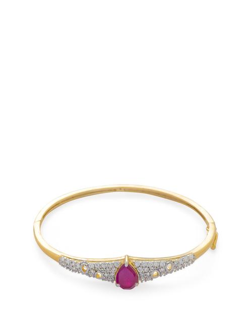 delicate gold & pink bracelet with stone work - 28348 - Very Small Image - 1