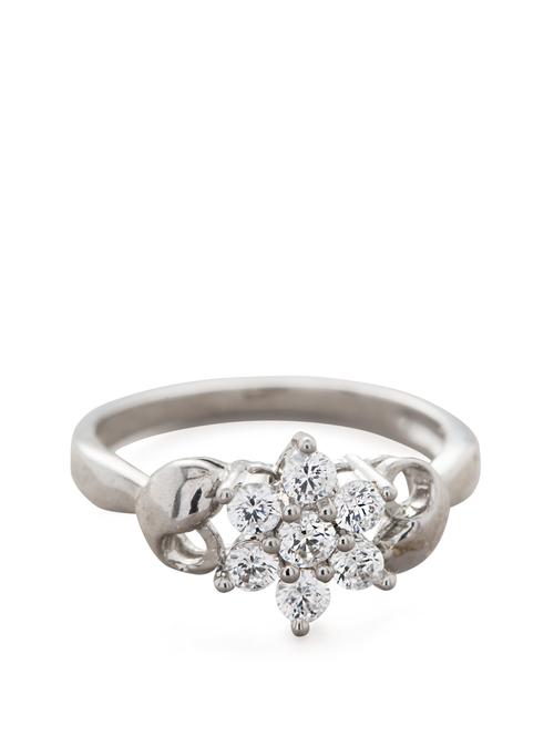 studded floral silver ring - 28390 - Very Small Image - 1