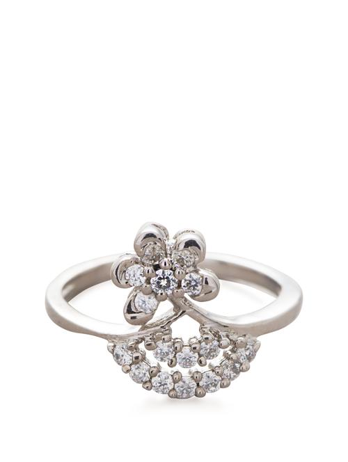 embellished floral silver ring - 28437 - Very Small Image - 1
