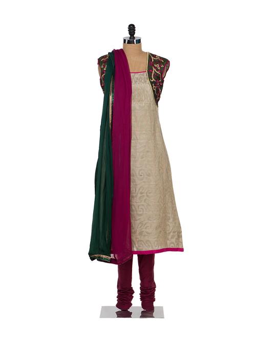 fancy chanderi suit - 29249 - Very Small Image - 1