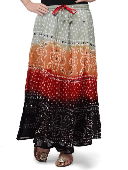 ethnic jaipuri bandhej long skirt - 30724 - Very Small Image - 1