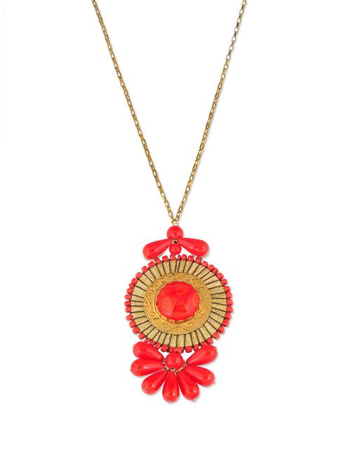 orange flower neckpiece - 31510 - Very Small Image - 1
