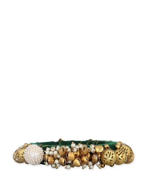bold pearl and ghungroos bangle - 31518 - Very Small Image - 1