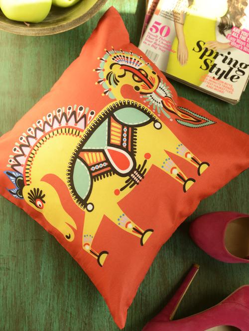 ethnic horse print cushion cover - 32656 - Very Small Image - 1