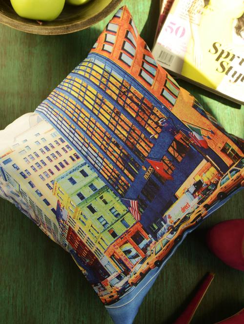 new york city street print cushion cover - 32662 - Very Small Image - 1