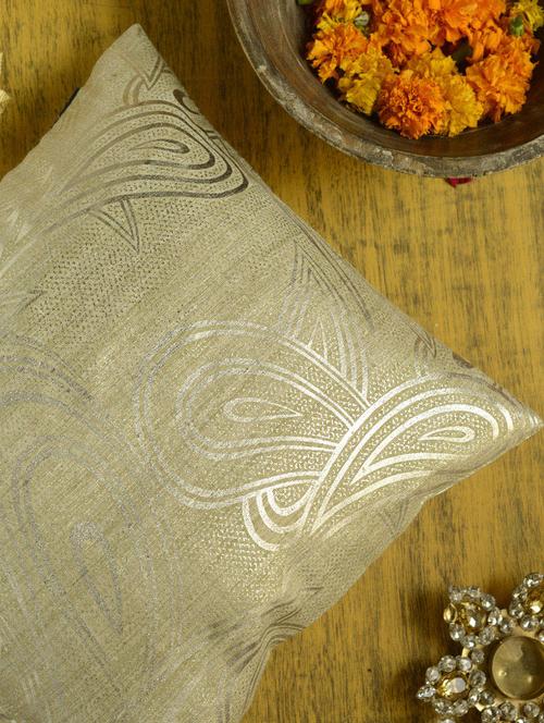 off white and silver cushion cover - 32961 - Very Small Image - 1