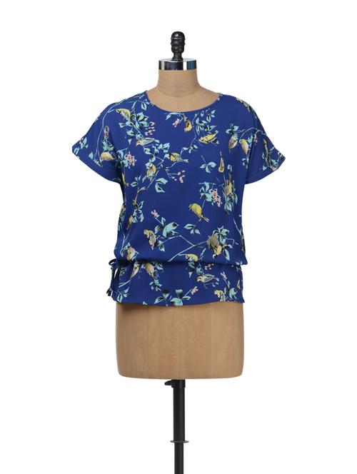 bird print top in royal blue - 34746 - Very Small Image - 1