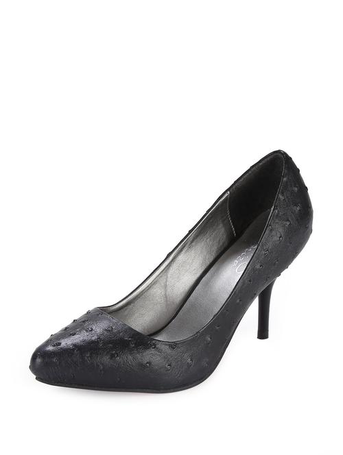 Textured Black slip on Pumps - 35485 - Very Small Image - 1