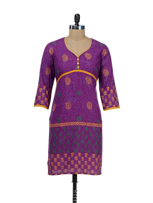 elegant purple printed kurta - 36593 - Very Small Image - 1