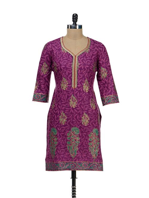 purple floral magic kurta - 36596 - Very Small Image - 1