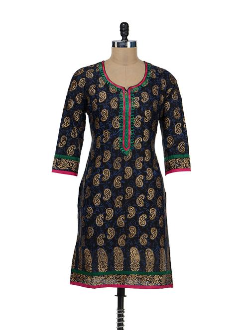 ethnic black printed kurta - 36597 - Very Small Image - 1