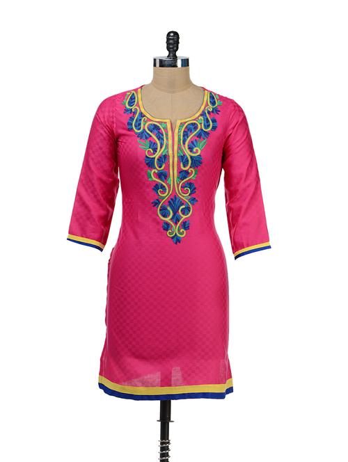 elegant pink embroidered kurta - 36599 - Very Small Image - 1