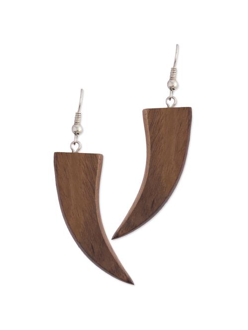 brown tusks shaped earrings - 41206 - Very Small Image - 1