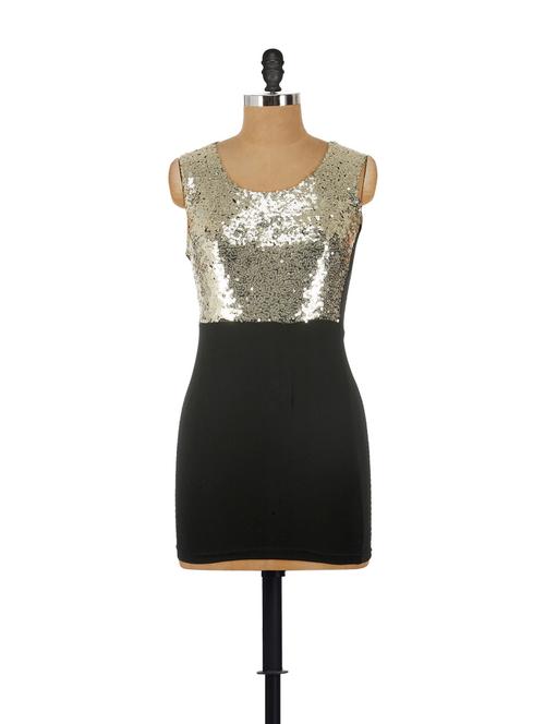 sleek black and gold party dress - 41471 - Very Small Image - 1