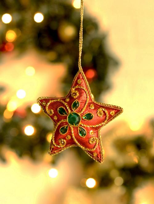 red embellished christmas tree decorative - 41842 - Very Small Image - 1