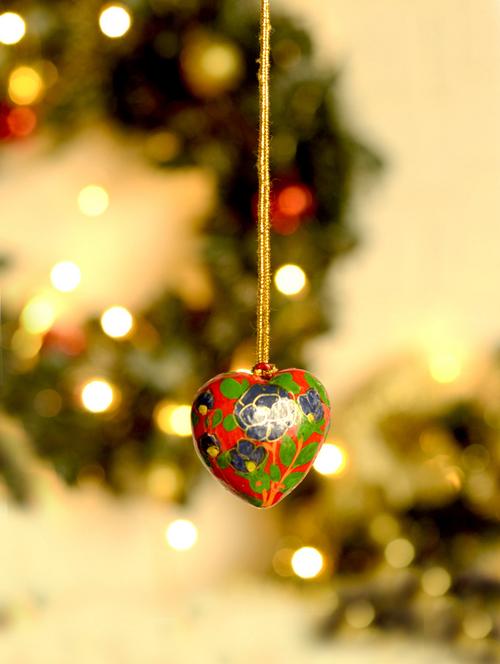 handpainted heart shaped decorative ornament (red) - 41850 - Very Small Image - 1