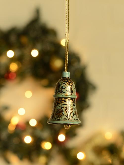 handpainted decorative bell (aqua) - 41863 - Very Small Image - 1