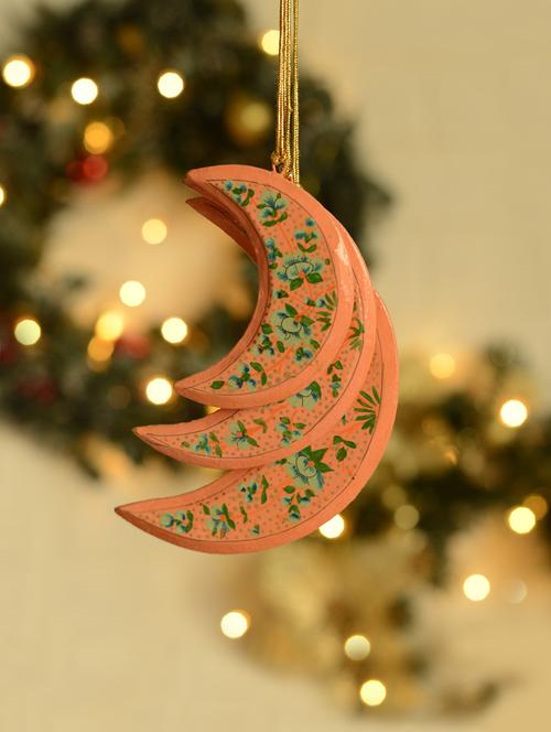 dainty half moon christmas hangings- set of 3 (peach) - 41867 - Very Small Image - 1