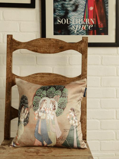 digital print radha-krishna cushion cover - 41904 - Very Small Image - 1
