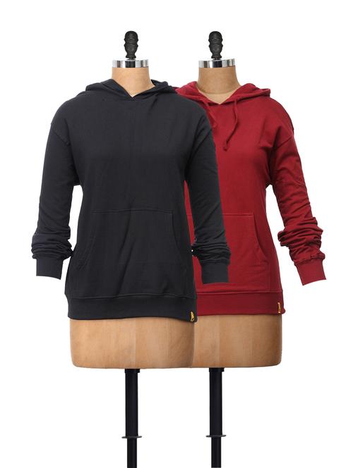 two sweatshirts in black and maroon combo - 43897 - Very Small Image - 1