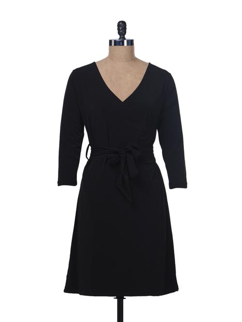 black front wrap dress - 44368 - Very Small Image - 1