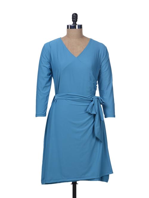 blue front wrap dress - 44369 - Very Small Image - 1