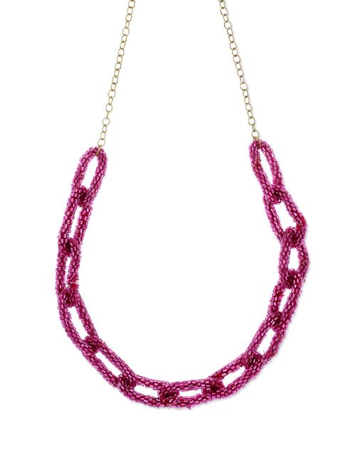 interlinked beaded pink necklace - 44598 - Very Small Image - 1