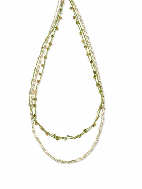 light green and gold necklace - 44609 - Very Small Image - 1