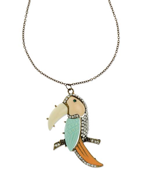 studded bird pendant with chain - 44628 - Very Small Image - 1