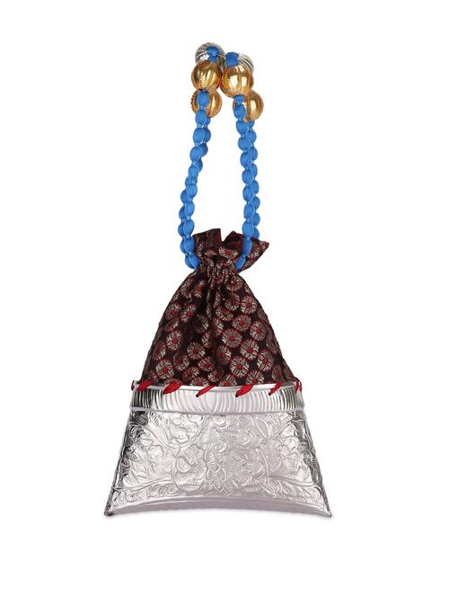 silver, black & red stylised potli - 44933 - Very Small Image - 1