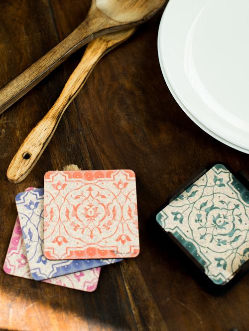 indian carvings coasters set of 6 - 4521 - Very Small Image - 1