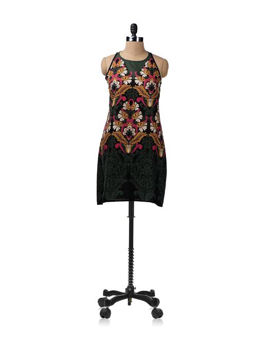 tribal printed dress with keyhole back - 4606 - Very Small Image - 1