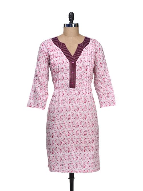 floral print pleated kurta - 48676 - Very Small Image - 1