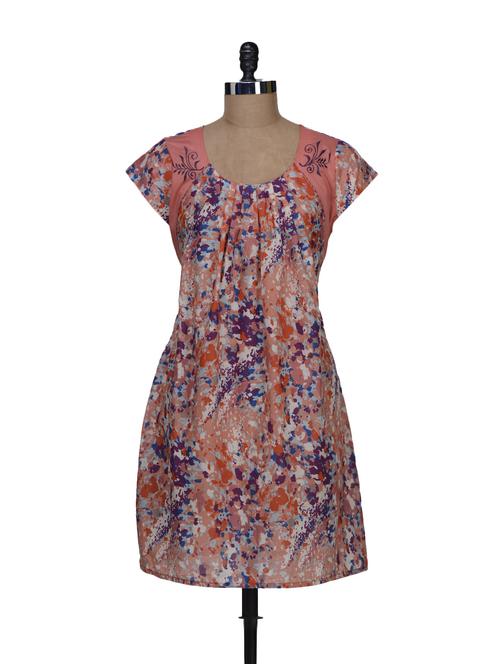 orange pleated kurti - 48681 - Very Small Image - 1