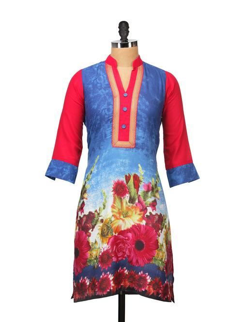 multicolored floral kurta - 48938 - Very Small Image - 1