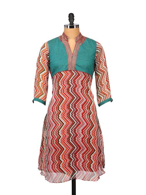 multicolored zig zag print kurta - 48944 - Very Small Image - 1