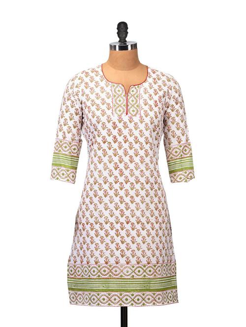 elegant white floral kurta - 48960 - Very Small Image - 1