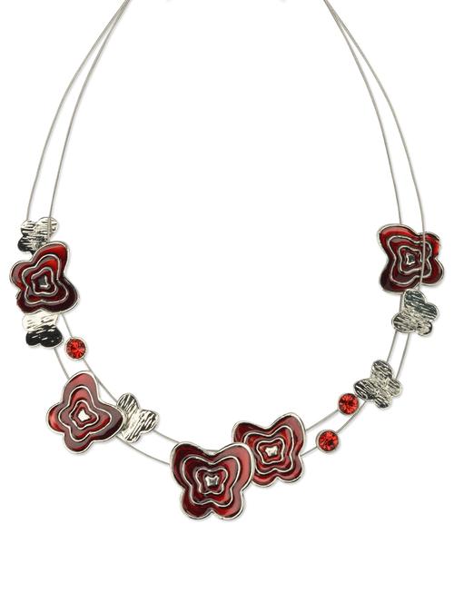 maroon metal butterflies necklace - 49340 - Very Small Image - 1