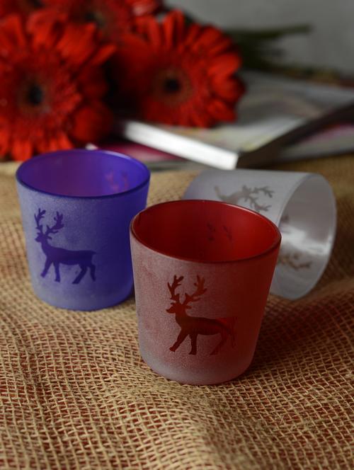 reindeer print tea-light holders- set of 3 - 49455 - Very Small Image - 1