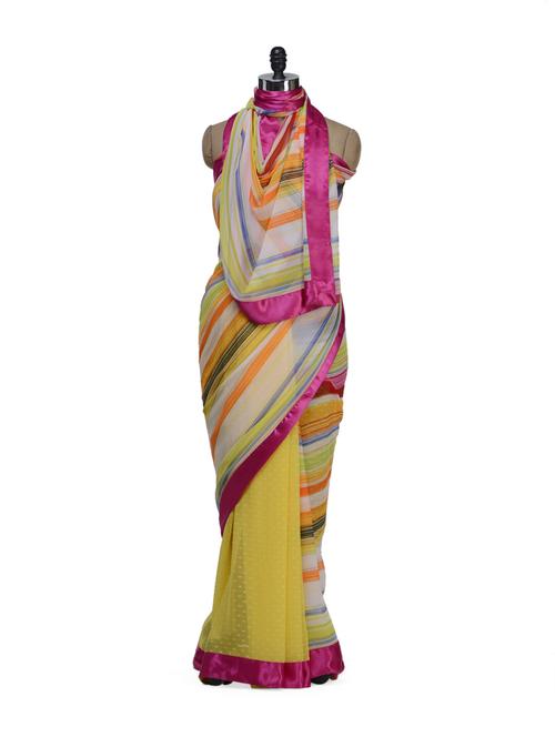 Vibrant Striped Reversible Saree - 51637 - Very Small Image - 1