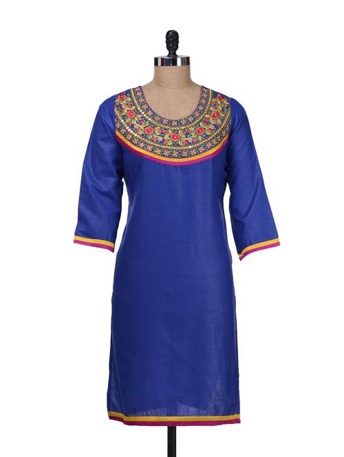 embroidered yoke kurta - 54722 - Very Small Image - 1