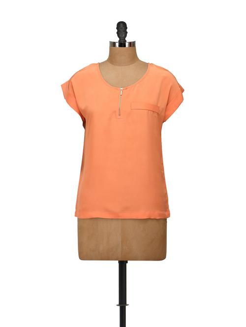 chic orange zipper top - 55357 - Very Small Image - 1
